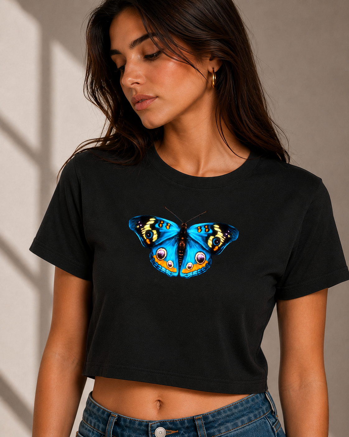 🦋 Blue Butterfly Crop Top