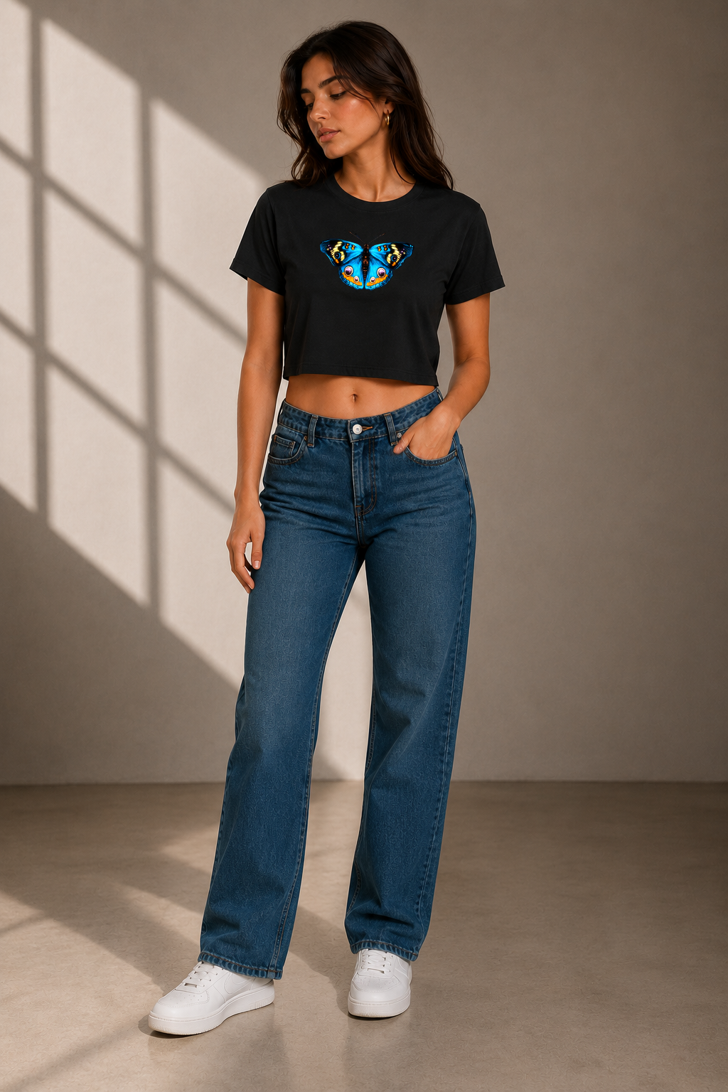 🦋 Blue Butterfly Crop Top