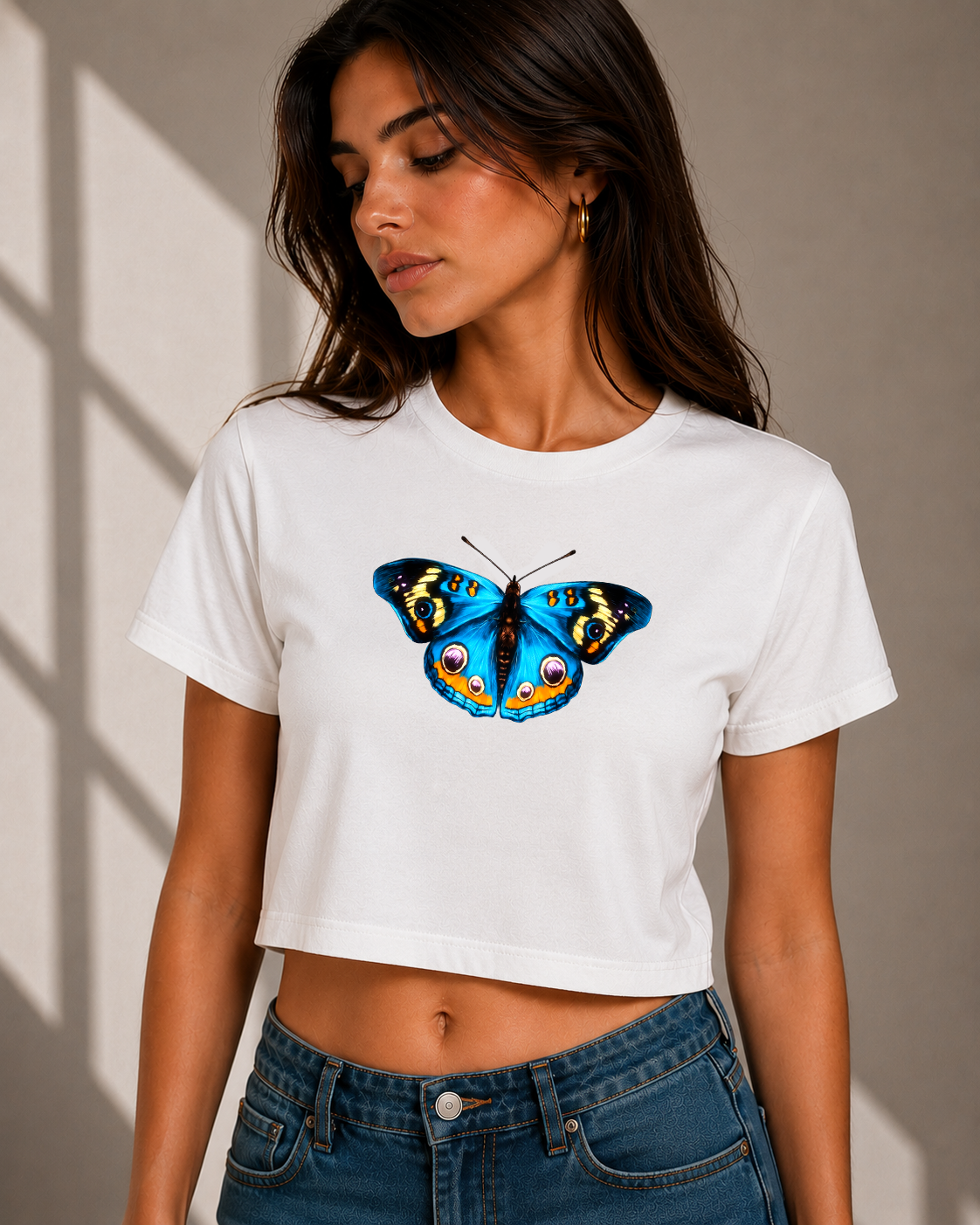 🦋 Blue Butterfly Crop Top