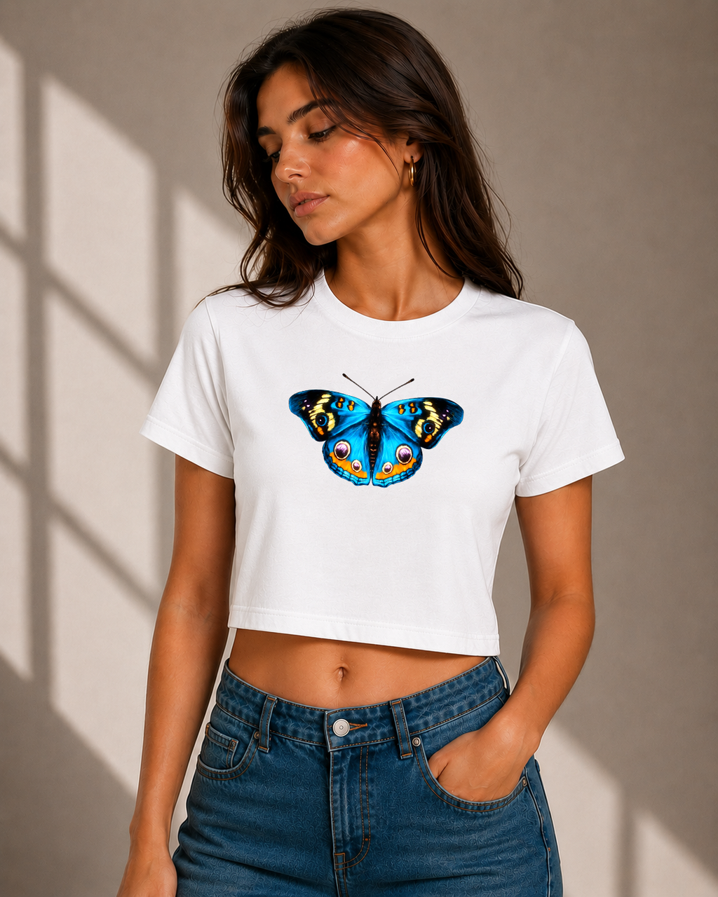 🦋 Blue Butterfly Crop Top