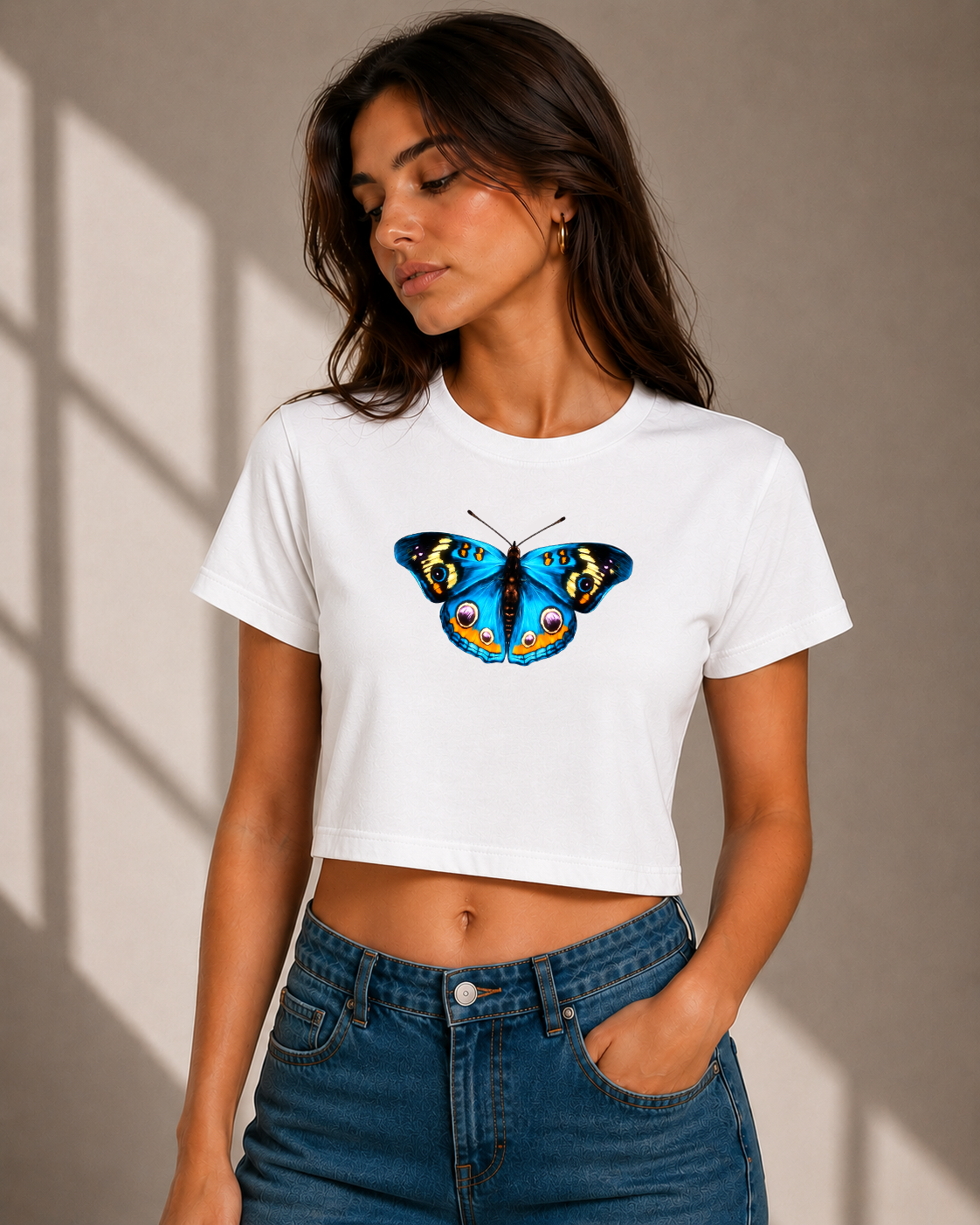 🦋 Blue Butterfly Crop Top