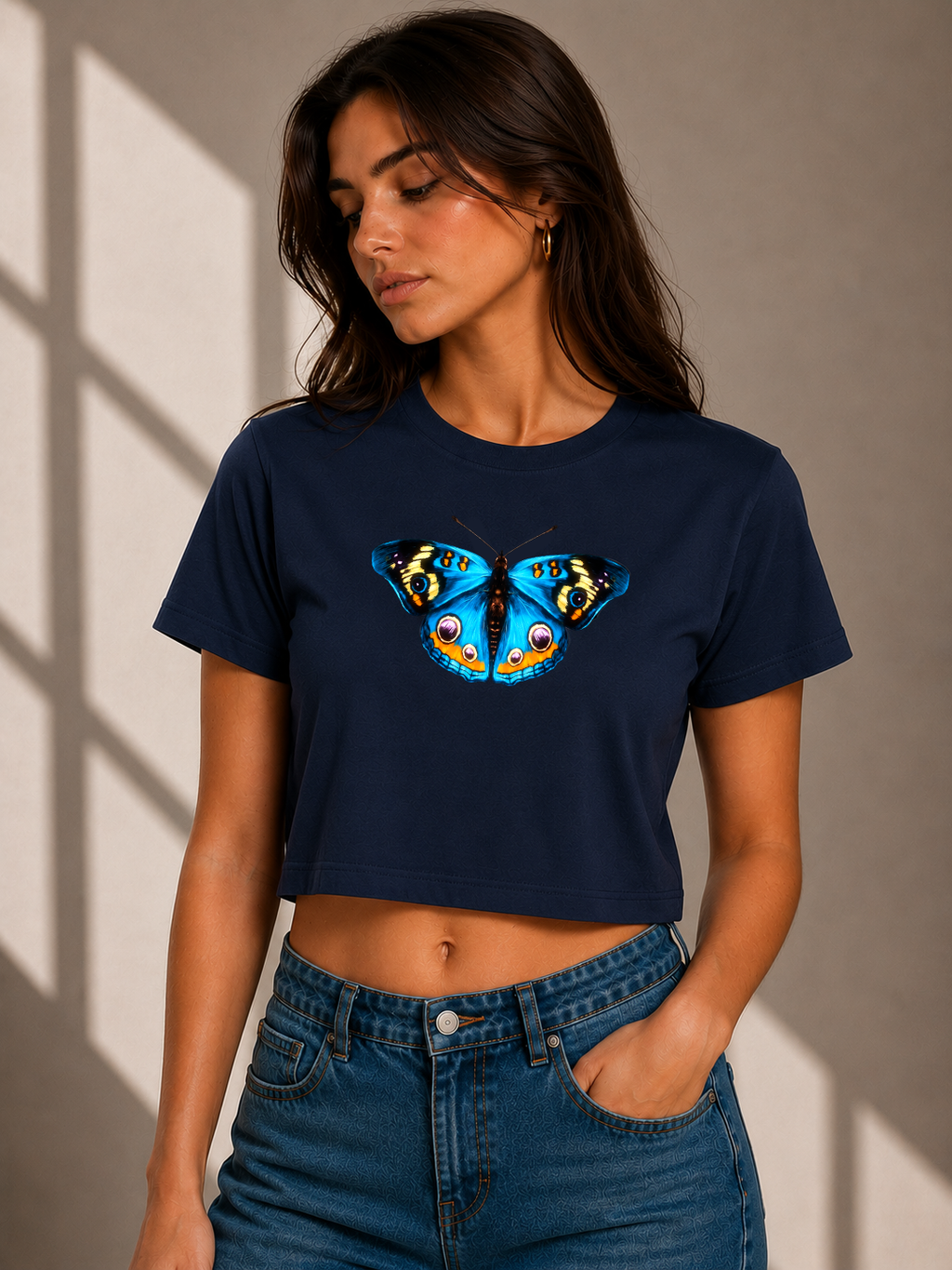 🦋 Blue Butterfly Crop Top