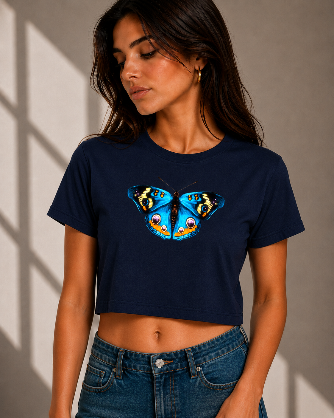 🦋 Blue Butterfly Crop Top