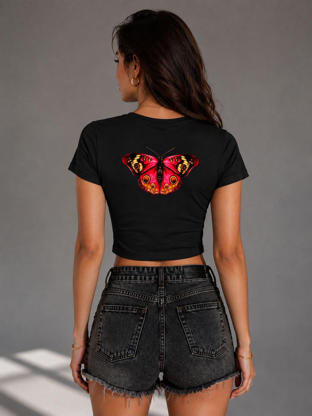 🦋 Red Butterfly Crop Top